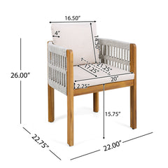 Outdoor Dining Chairs With Mix Rope Handles (Set of 2)