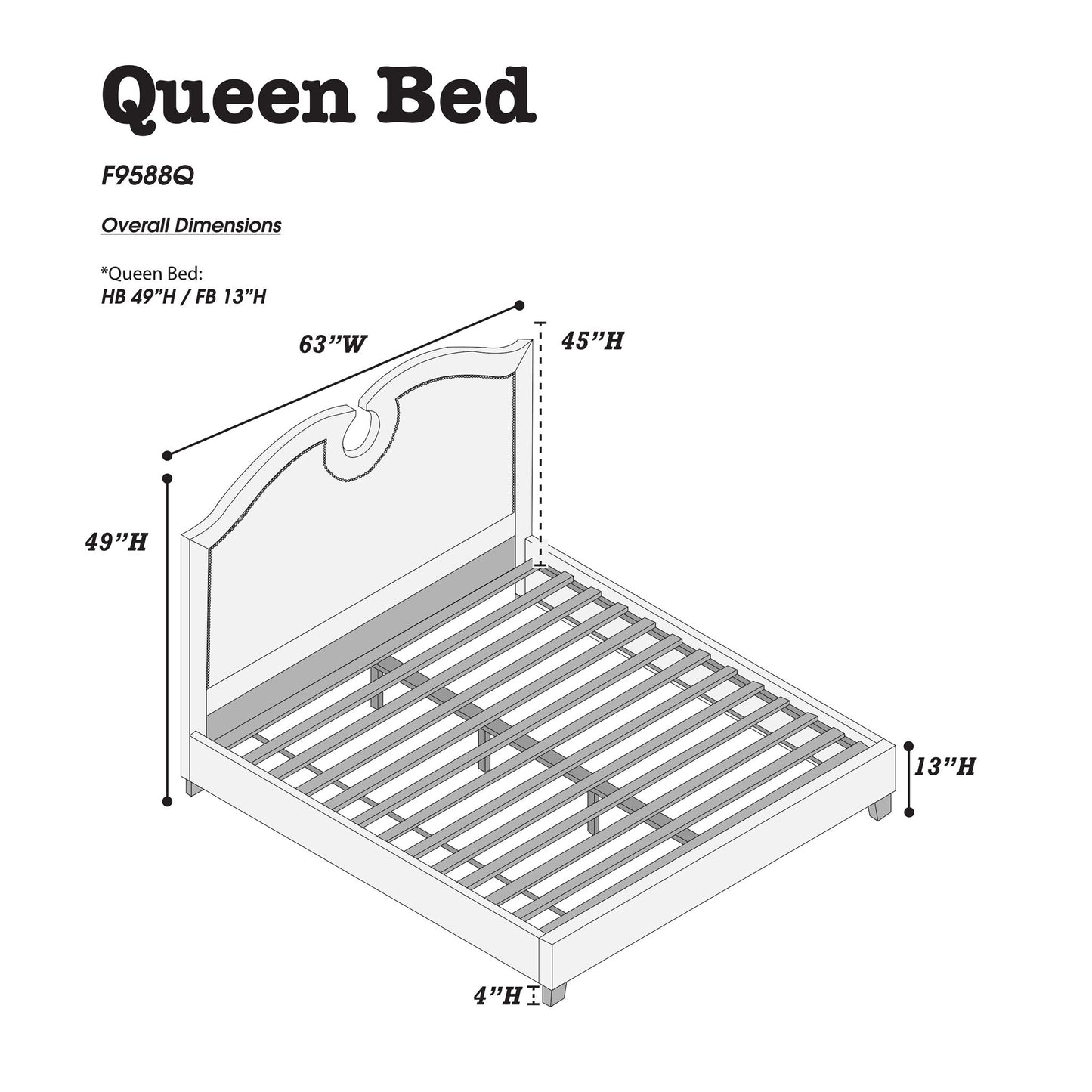 California King Size Bed With Nailhead Trim And Cut Out - Black