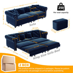 3 In 1 Pull Out Sofa Bed With Movable Ottoman
