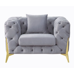 Jelanea - Chair With Pillow - Gray Velvet & Gold