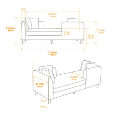 Wide Modern Double Sided Upholstered Chaise Lounge