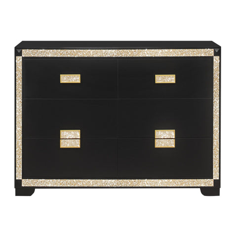 Lively - Dresser With Glitter Detail And Thick Bar Handle Hardware - Black