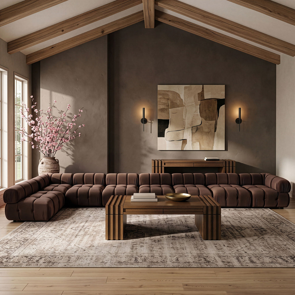 Orin - Velvet Performance Fabric Upholstered 8 Piece L-Shaped Sectional