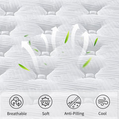 12" Hybrid Mattress Individual Pocket Spring, 7 Zoned Memory Foam