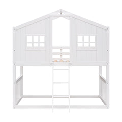 House Bunk Bed With Ladder, Wood Bed