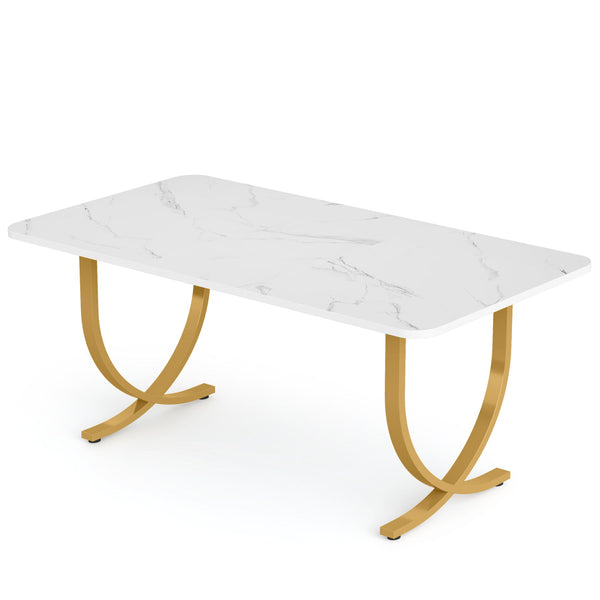 Executive Office Computer Desk For Home Office - White / Gold