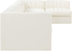 Rummi - Velvet Performance Fabric Upholstered 7 Piece Modular Sectional, L-Shaped (Right)