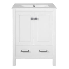 Bathroom Vanity With Integrated Undermount Ceramic Sink, 2 Doors And 1 Drawer, Soft Close Hinges