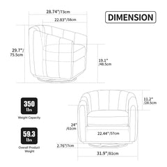 360 Degrees Swivel Upholstered Barrel Armchair For Living Room - Ivory