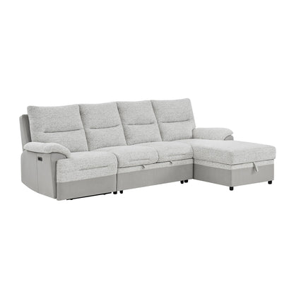 Sectional Sofa With Power Recline, USB Charging, And Storage Chaise - Gray