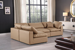 Comfy - 4 Piece Faux Leather Modular Armless Sectional - Tan