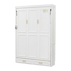 Full Size Murphy Bed With 2 Drawers - Beige