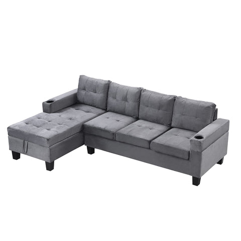 Modern Sectional Sofa Set With L Shape Chaise Lounge And Storage