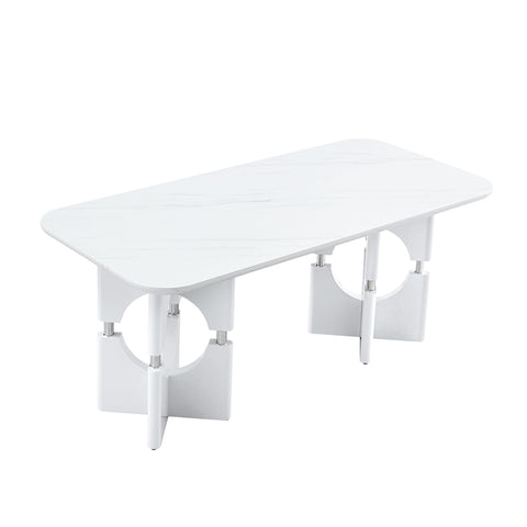 Modern Dining Table With Sleek Hollow-Out Frame And Accents