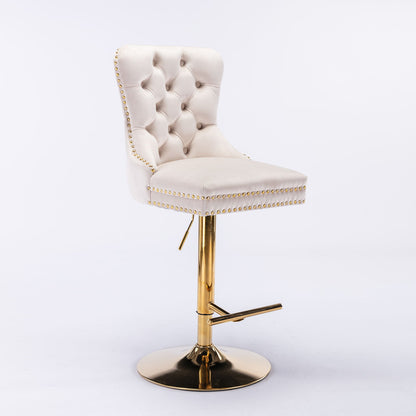 Thick Swivel Barstools Adjusatble Seat Height From 25-33", Modern Upholstered Bar Stools With Backs Comfortable Tufted For Home Pub And Kitchen Island (Set of 2)