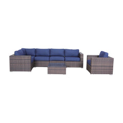 Wicker Seating Group Set With Table And Cushions