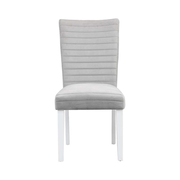 Elizaveta - Side Chair (Set of 2) - Gray Velvet &White High Gloss