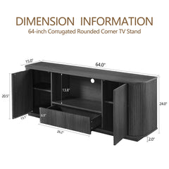 Modern Wavy TV Stand Rounded Sideboard With Storage Cabinet