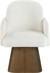 Marlowe - Linen Textured Fabric Upholstered Swivel Dining Arm Chair - Stained Brown