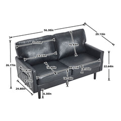 Mid Century Modern Loveseat Sofa With USB Ports, Removable Pillow Cover