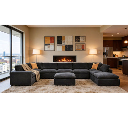Custom Configuration Modular Sectional With Toss Pillows
