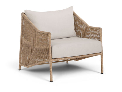 Coastline - Olefin Water Resistant Fabric And Wicker Outdoor Patio Accent Chair - Beige