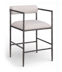 Axis - Linen Textured Beige Fabric Upholstered Counter Stool (Set of 2)