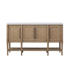 Cement Topped Server With Cane Insets - Sand