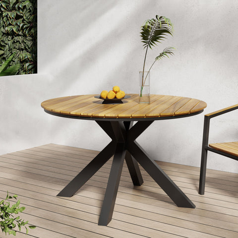 Outdoor Dining Table - Teak / Black
