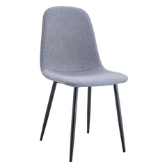 Luxury Simple Chair Linen Cotton High Resilience Dining Chair With Black Metal Legs (Set of 4) - Light Gray