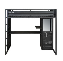 Cargo - Twin Loft Bed With Desk & Wardrobe - Gunmetal
