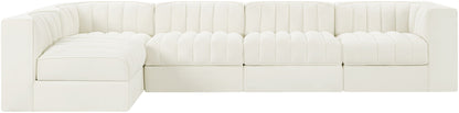 Rummi - Velvet Performance Fabric Upholstered 5 Piece Modular Sectional, L-Shaped (Right)