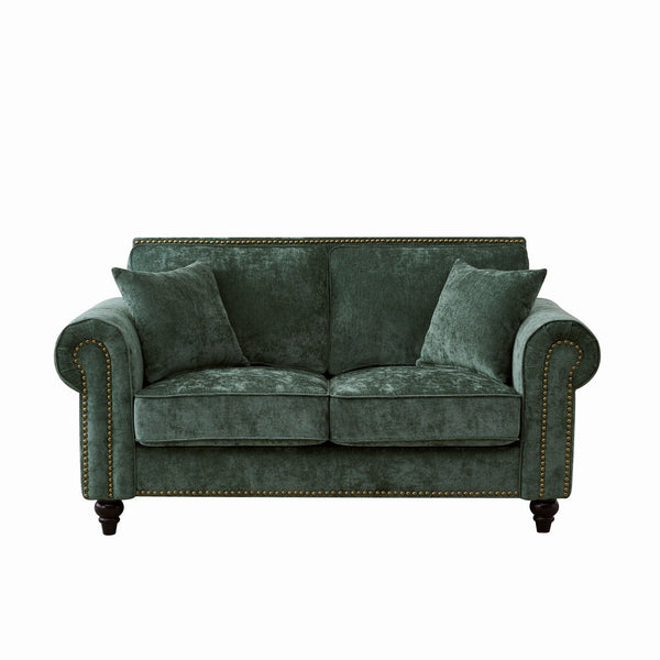 2 Seater Sofa With Rolled Arms, Tufted Upholstered Couch
