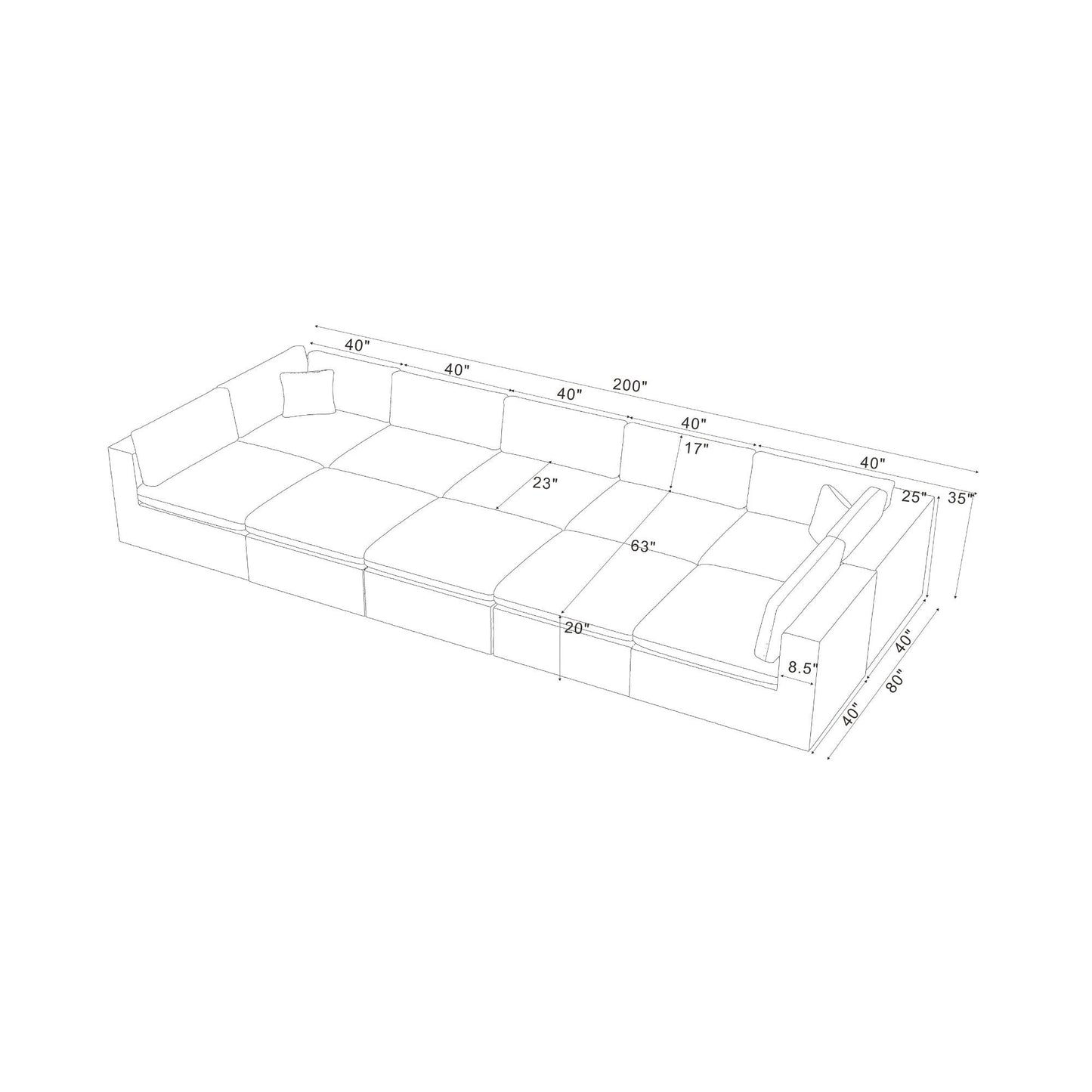 Custom Configuration Modular Sectional With Toss Pillows