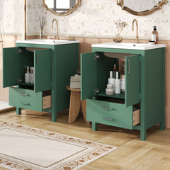 Bathroom Vanity With Sink Combo, Freestanding Storage Cabinet, Soft Closing Doors - Green