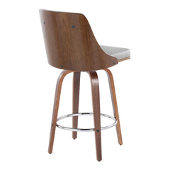 Gianna - Mid-Century Modern Fixed Height Stool With Swivel With Round Footrest (Set of 2)