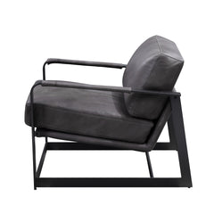 Locnos - Accent Chair - Gray Top Grain Leather & Black