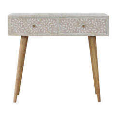 Floral Bone Console - Beige / White