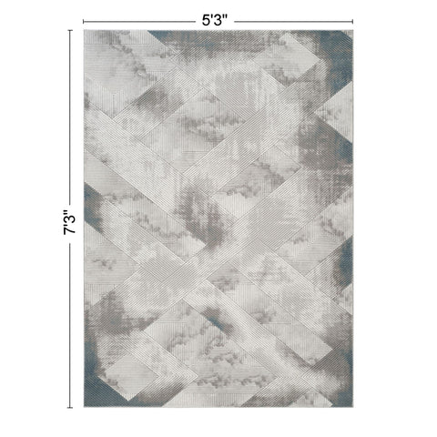 Geometrix - 5'3" X 7'3" Area Rug With Geometric 3D Effect - Ivory / Gray