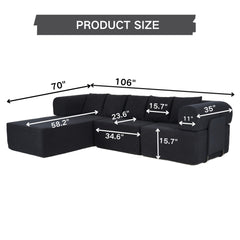 Modular L-Shaped Sectional Sofa With Deep Seat, Movable Chaise & 5 Pillows