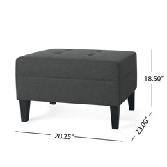 Ottoman With Birch Wood Legs And Cushioned Top For Comfort