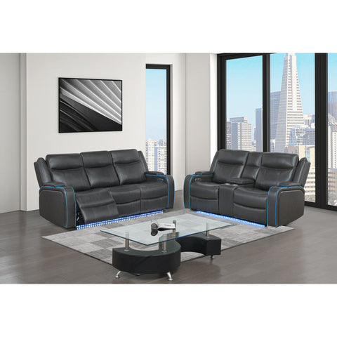 Blanca - Power Console Reclining Loveseat With LED Lights And Power Headrest Frame - Charcoal