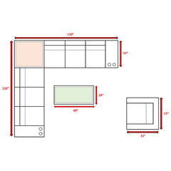 Modern Patio Rattan Sectional Set With Cushions