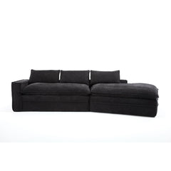 Modern Minimalist Modular Sectional Sofa With Deep Seats And Right Facing Chaise