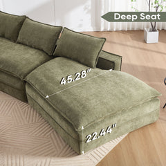 Modern Minimalist Modular Sectional Sofa With Deep Seats And Right Facing Chaise