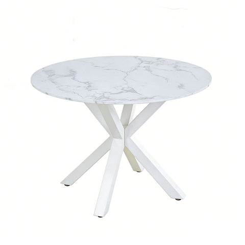 Cross Leg Dining Table With Round Top, For 4 - 6 People - White