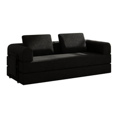 Convertible Sleeper Sofa Bed With Cylindrical Pillow, Fixed Shape Frame