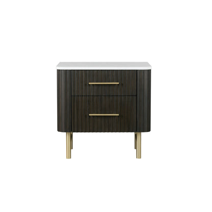Clayten - Nightstand - Espresso / White Marble