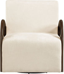 Neria - Chenille Fabric Upholstered Swivel Accent Chair - Painted Brown Base