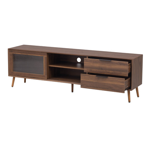 TV Stand, Media Console With 2 Doors, 2 Drawers & Storage Cabinet - Walnut